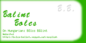 balint bolcs business card